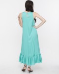 SIXDO Sleeveless Flared Midi Silk Dress